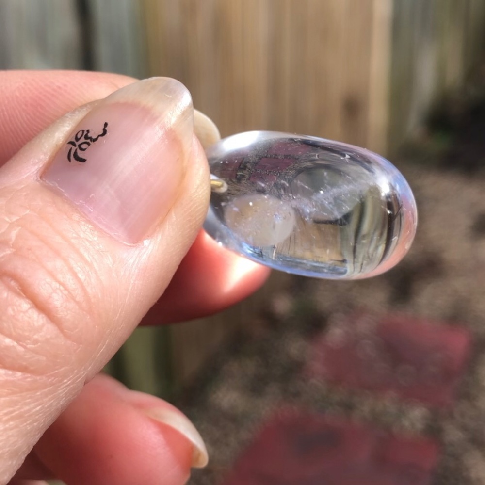 New Clear Quartz Pendant W/Black Cord Necklace (unisex)